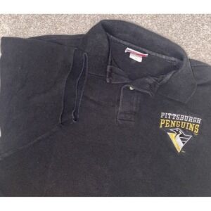Pittsurgh Penguins Polo Men Large Black Made In USA Brandon Sports Wear USA Read